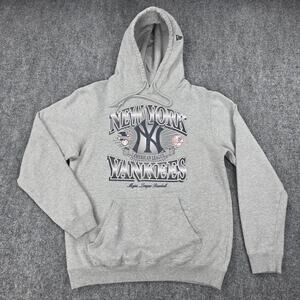 New York Yankees Sweatshirt Mens Medium Gray Fleece MLB Baseball New Era Hoodie